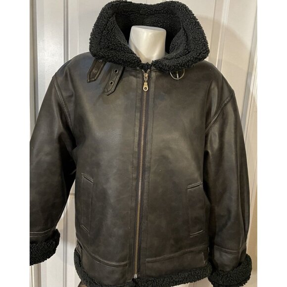 B.M.M. Los Angeles Faux Leather Motorcycle Jacket Brown Mens Medium Lined - Picture 13 of 16